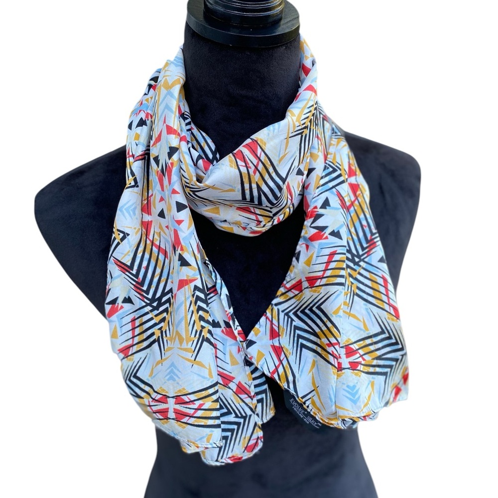 Evolve Colorful Geometric Pattern Scarf Polysilk - Picture 8 of 15